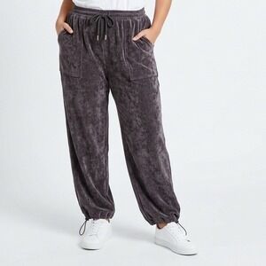 Modesees Corduroy Wide Leg Trousers Women 2XL Brown Elastic Drawstring Waistband